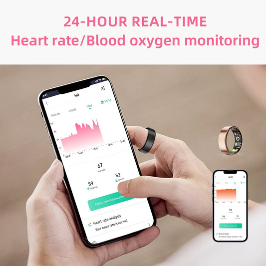 Smart Ring Health Tracker - Fitness Sleep Heart Rate Blood Oxygen Tracker Smart Ring
